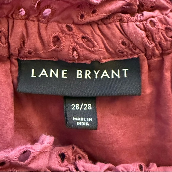 Lane Bryant Off-The-Shoulder Eyelet Ruffle Top Pink Rose Plus Sz 26/28 Coquette - Picture 9 of 12